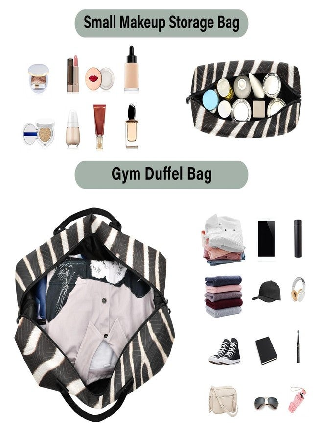 Aflyko Animal Print Travel Duffel Bag - Vintage Zebra Skin Sport Tote Gym Weekender Overnight Carry On Fitness Dance Go-To Daily Bag - Image 4